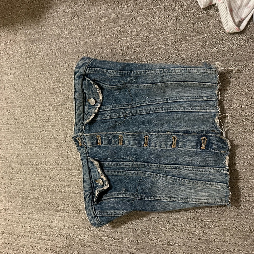 Zara Blue Denim Button-Up Top